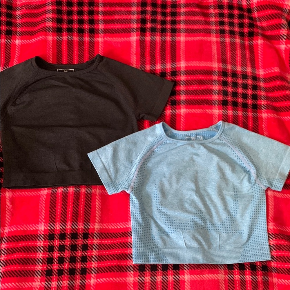 Black and Blue Short Sleeve Compression Shirts
